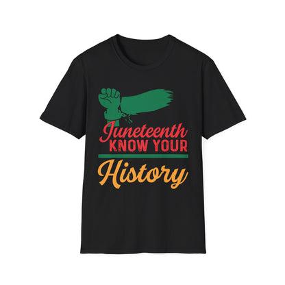 Unisex Softstyle T-Shirt - Juneteenth Know Your History, Comfortable Tee, Black History Month Gift, Celebration Shirt, Family Reunion Attire