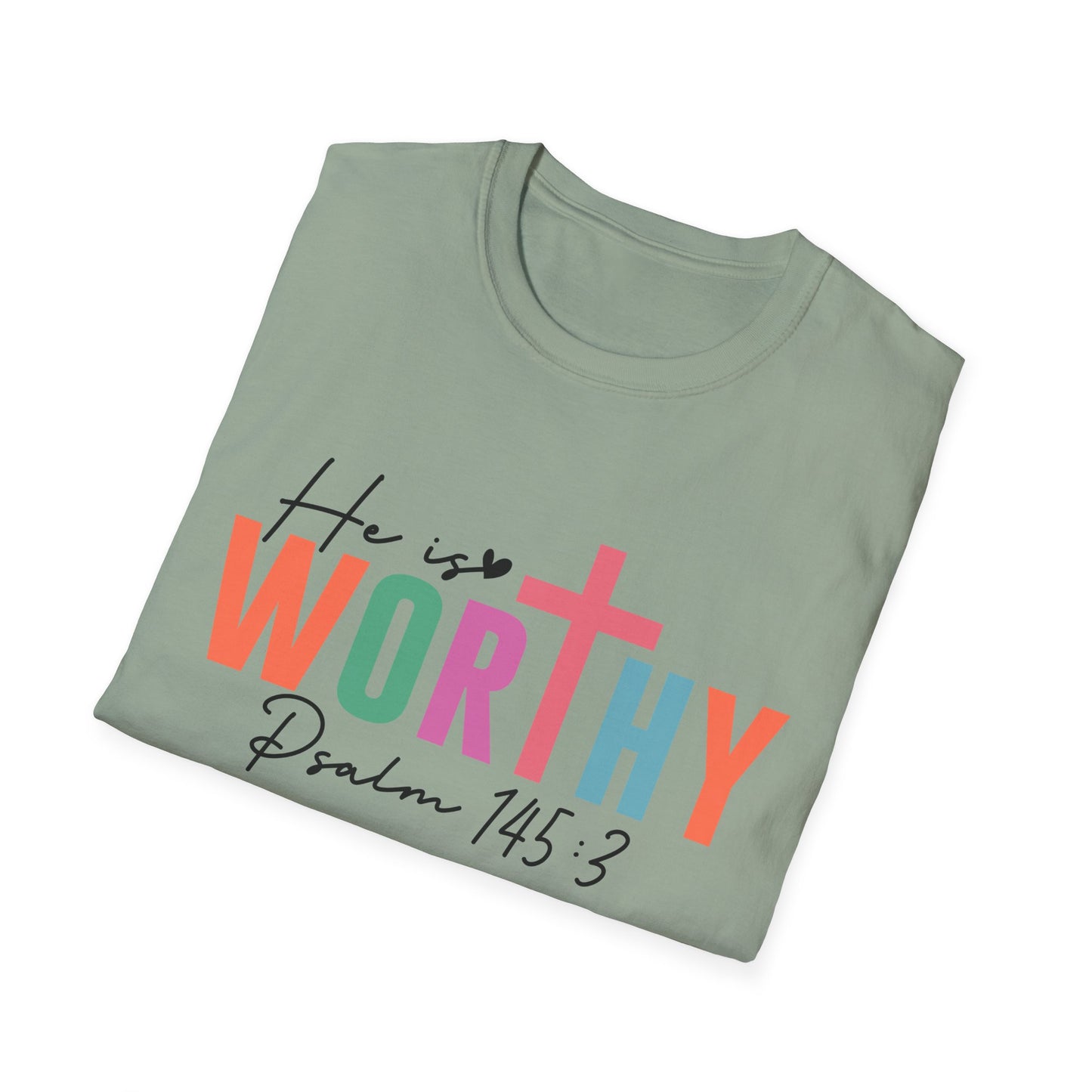 He is Worthy T-Shirt, Unisex Christian Tee, Psalm 145 3 Shirt, Inspirational Gift, Faith-Based Apparel, Church Outfit