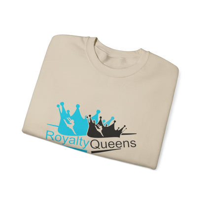 Crewneck Sweatshirt - "Royalty Queens" Crown Logo Graphic (Blue & Black)