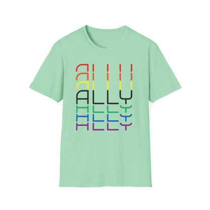 Pride Ally Unisex T-Shirt | Softstyle Tee for LGBTQ+ Support | Perfect for Pride Month, Festivals, or Everyday Wear