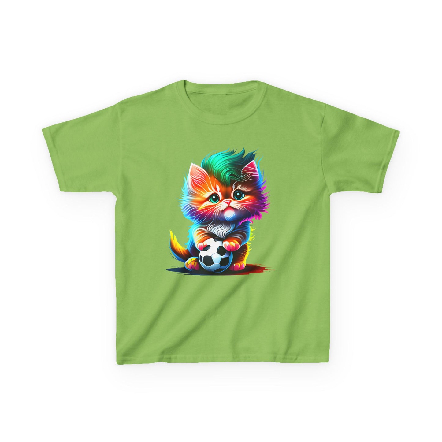 Colorful Cat Soccer Kids Heavy Cotton™ Tee