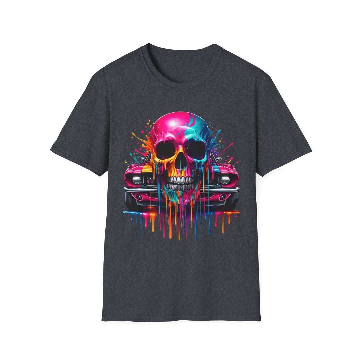 Vibrant Skull & Car Unisex Softstyle T-Shirt