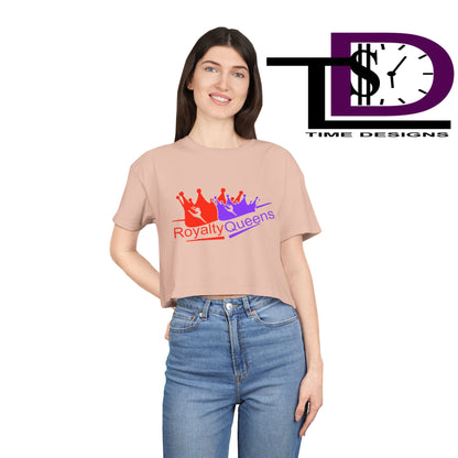 Royalty Queens Women's Crop Tee - Fun Summer Style, Casual Streetwear, Gift for Her, Festival Outfit, Vivid Crown Design