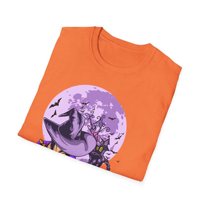 Halloween Witch T-Shirt, Unisex Softstyle Tee, Spooky Season Apparel, Pumpkin Graphic Shirt, Trick or Treat Shirt