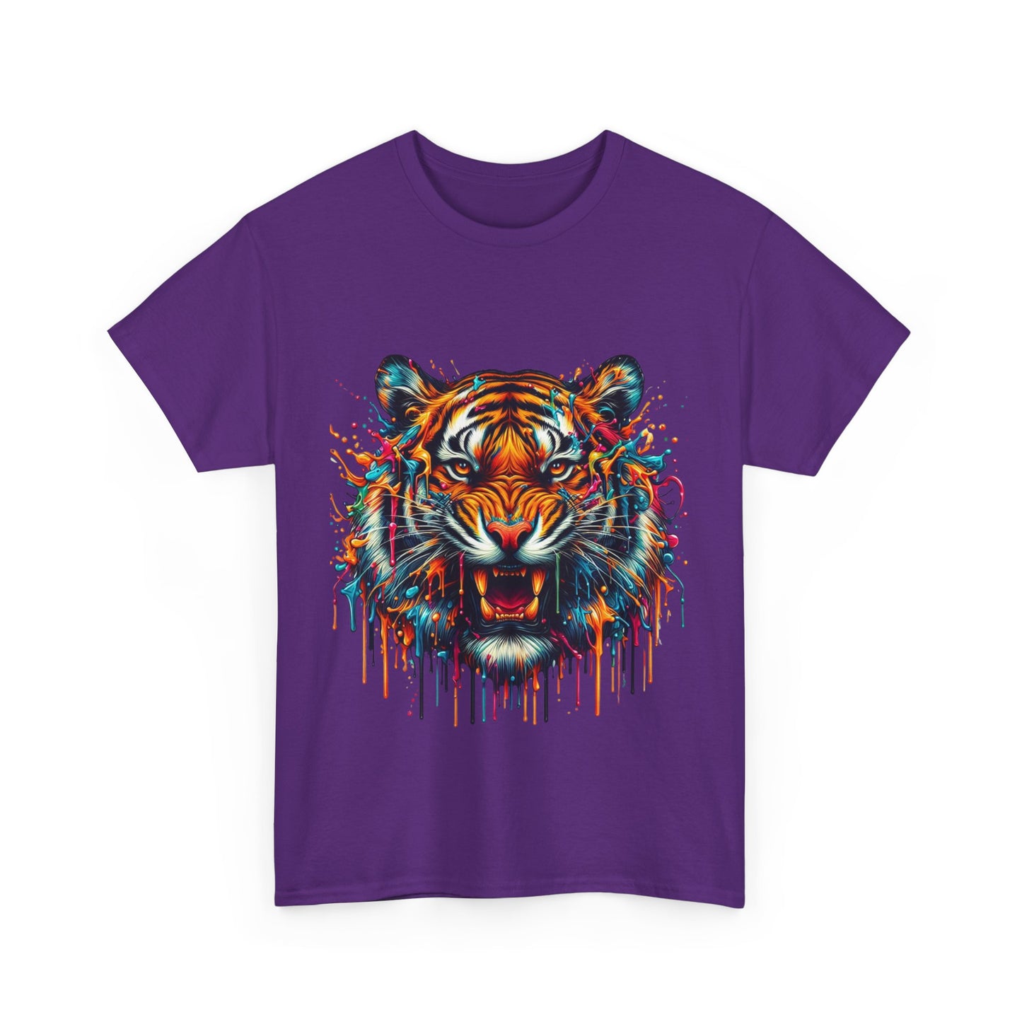 Fierce Tiger Unisex Heavy Cotton Tee - Vibrant Animal Graphic Shirt