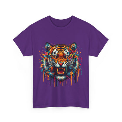 Fierce Tiger Unisex Heavy Cotton Tee - Vibrant Animal Graphic Shirt