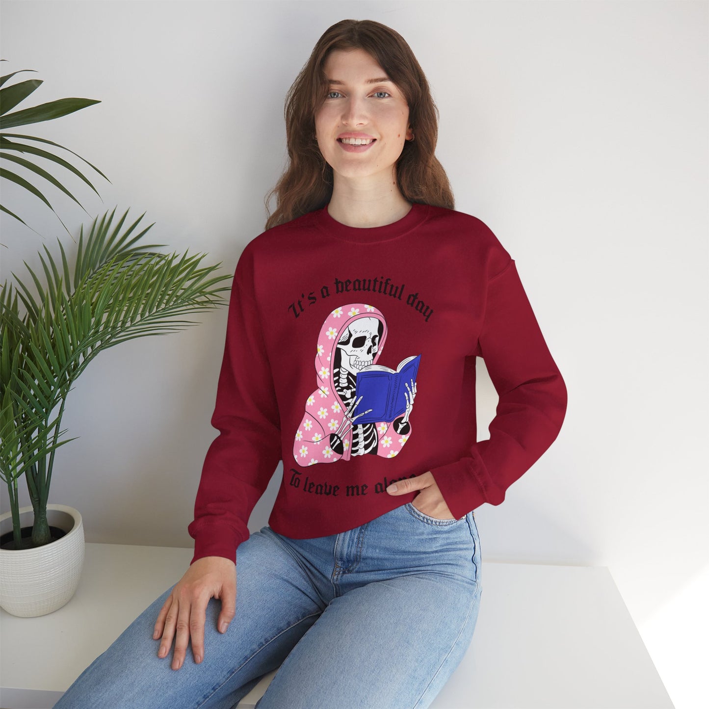 Unisex Heavy Blend™ Crewneck Sweatshirt - "It's a Beautiful Day to Leave Me Alone" Cozy Graphic