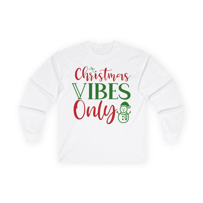 Christmas Vibes Long Sleeve Tee, Holiday Apparel, Unisex Tee, Festive Shirt, Winter Wear, Christmas Gift, Seasonal Fashion