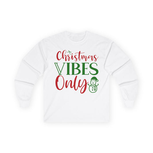 Christmas Vibes Long Sleeve Tee, Holiday Apparel, Unisex Tee, Festive Shirt, Winter Wear, Christmas Gift, Seasonal Fashion