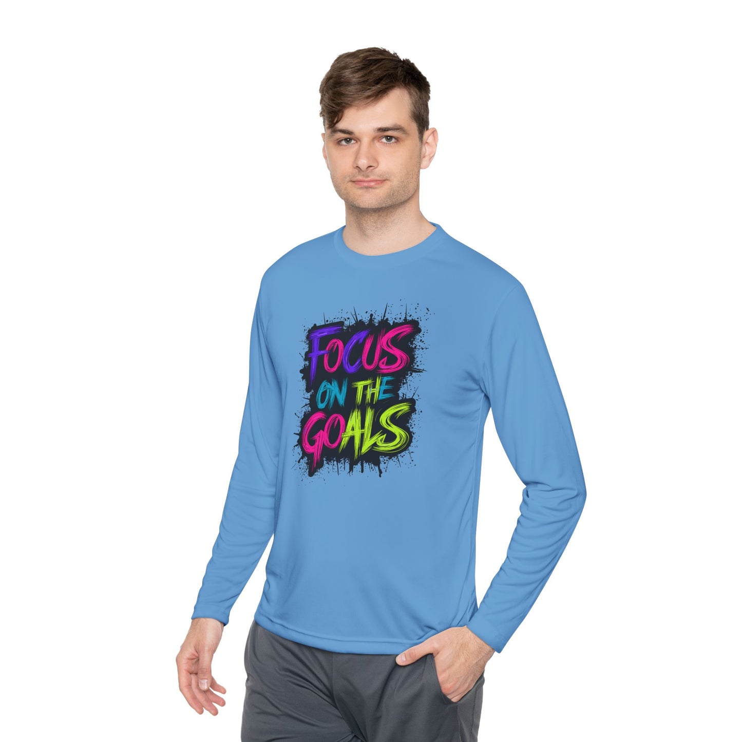 Unisex Long Sleeve Tee - "Focus on the Goals" Motivational Shirt, Fitness Apparel, Activewear, Gift for Athletes, Casual Wear