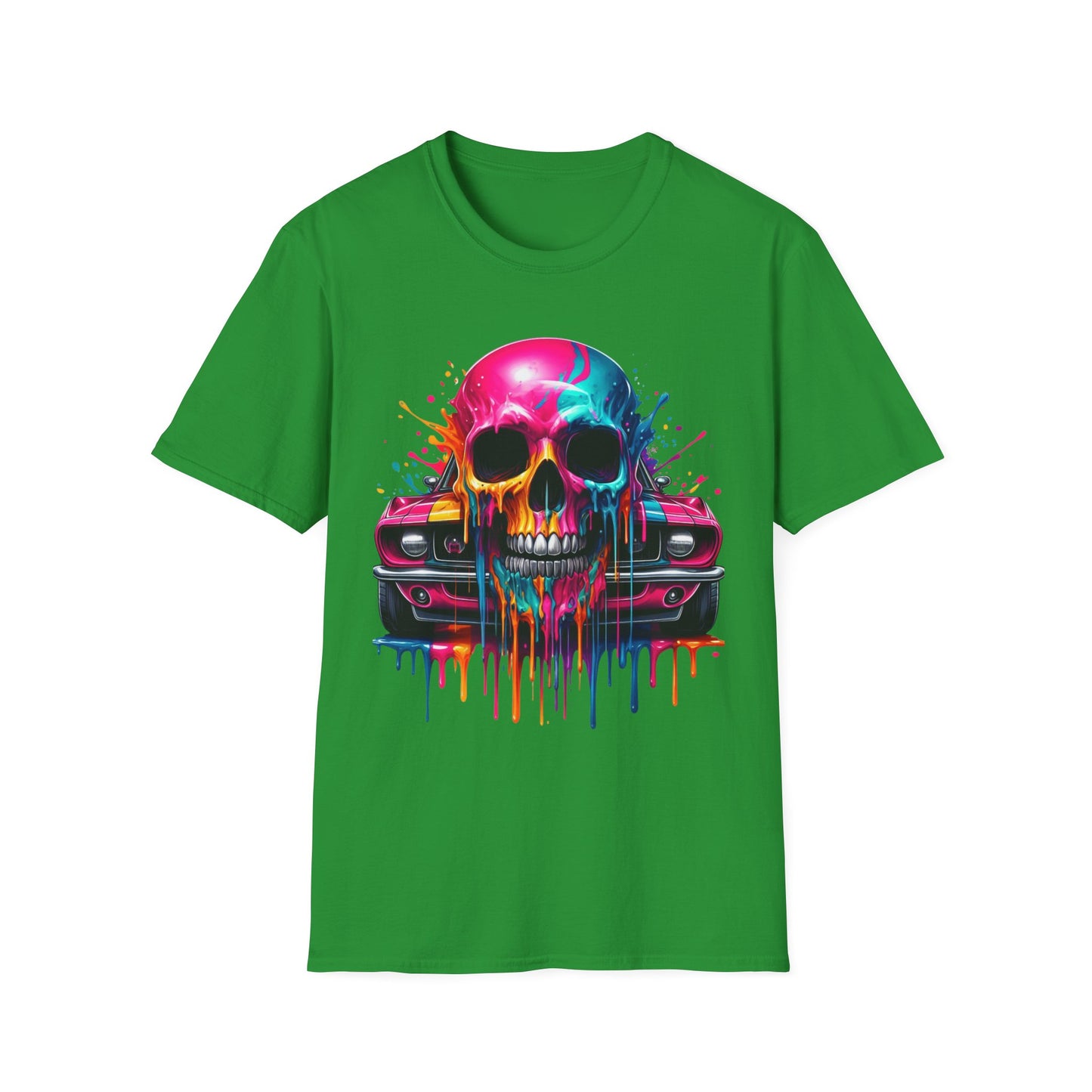 Vibrant Skull & Car Unisex Softstyle T-Shirt