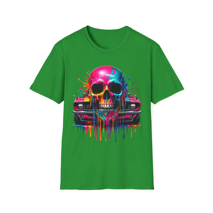 Vibrant Skull & Car Unisex Softstyle T-Shirt