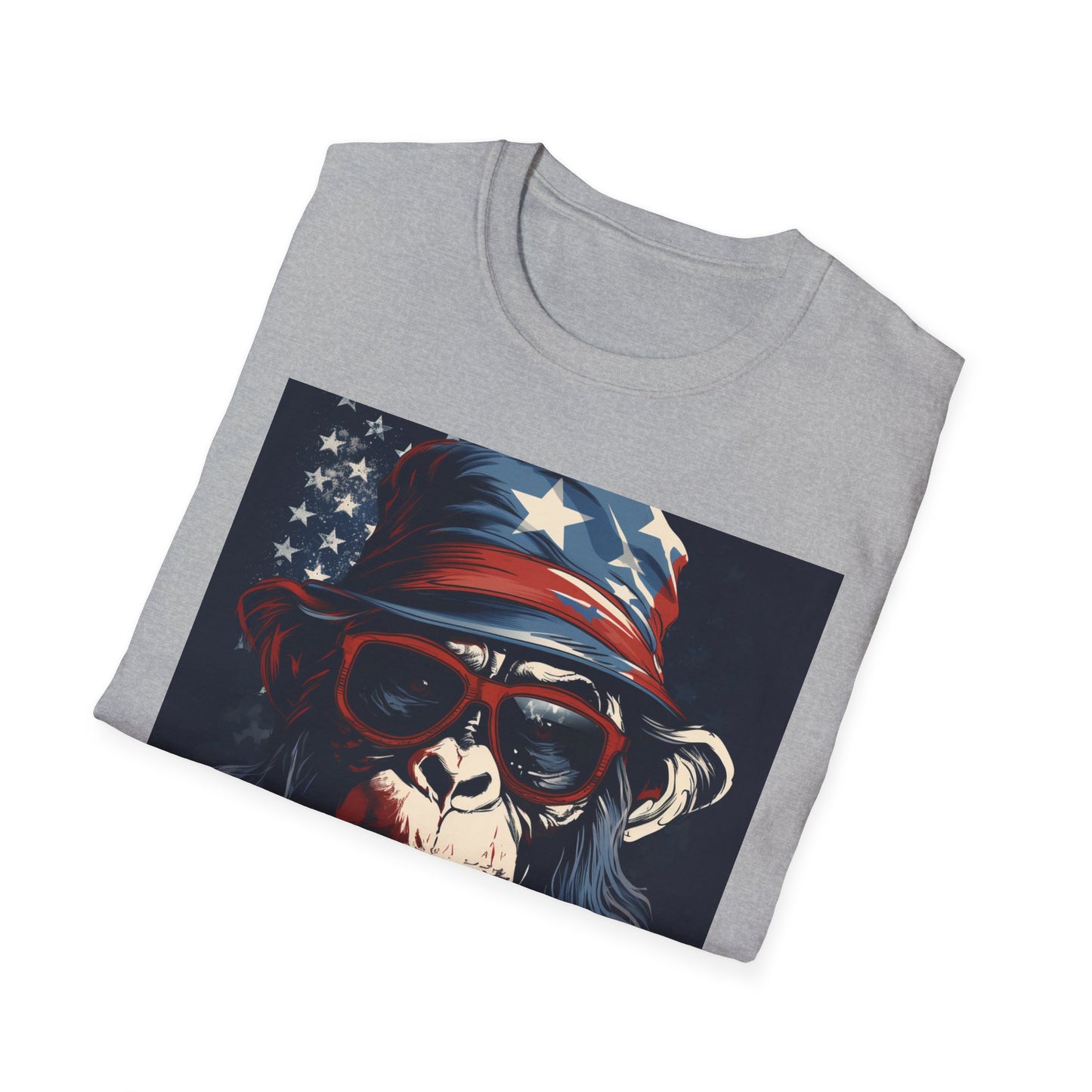 Patriotic Monkey Graphic T-Shirt, Fourth of July Tee, Summer Clothing, Unisex Casual Wear, Fun Gift for Animal Lovers, USA Pride Shirt