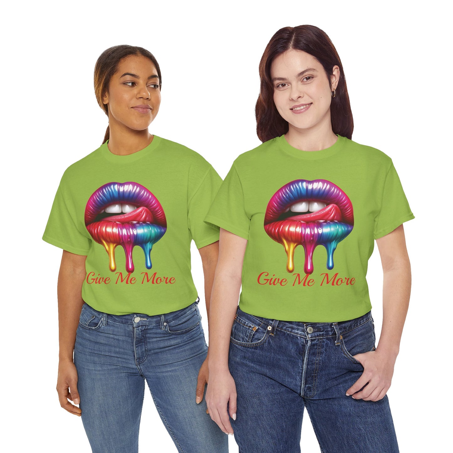 Rainbow Lips Graphic Unisex Heavy Cotton Tee - "Give Me More"