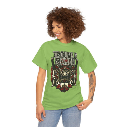 Trouble Maker Graphic Tee - Unisex Heavy Cotton Shirt for Rebels and Mischiefs