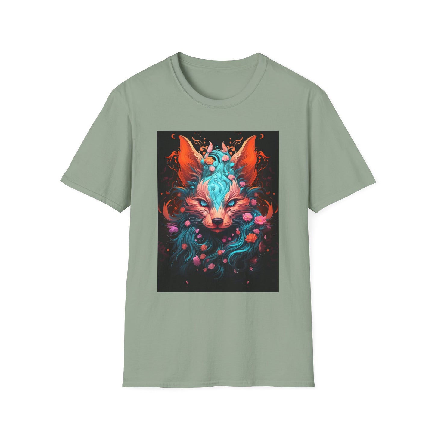 Vibrant Fox Floral Unisex Softstyle T-Shirt