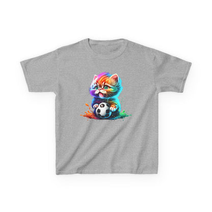 Colorful Cat Soccer Tee for Kids - Fun and Playful Design