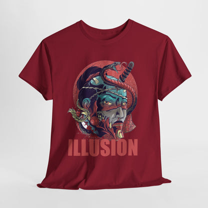 Artistic Unisex Heavy Cotton Tee - 'ILLUSION' Graphic Design