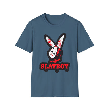 Slayboy Graphic Tee, Unisex Softstyle T-Shirt for Horror Fans, Cosplay Outfit, Halloween Costume, Casual Streetwear