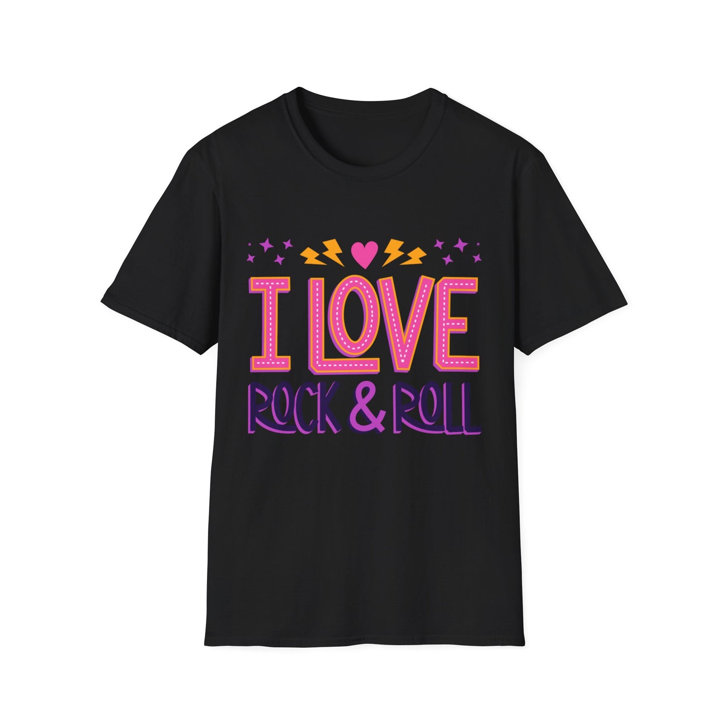 I Love Rock & Roll Unisex Softstyle T-Shirt - Vintage Music Tee, Concert Outfit, Music Lover Gift, Festival Shirt, Casual Everyday Wear