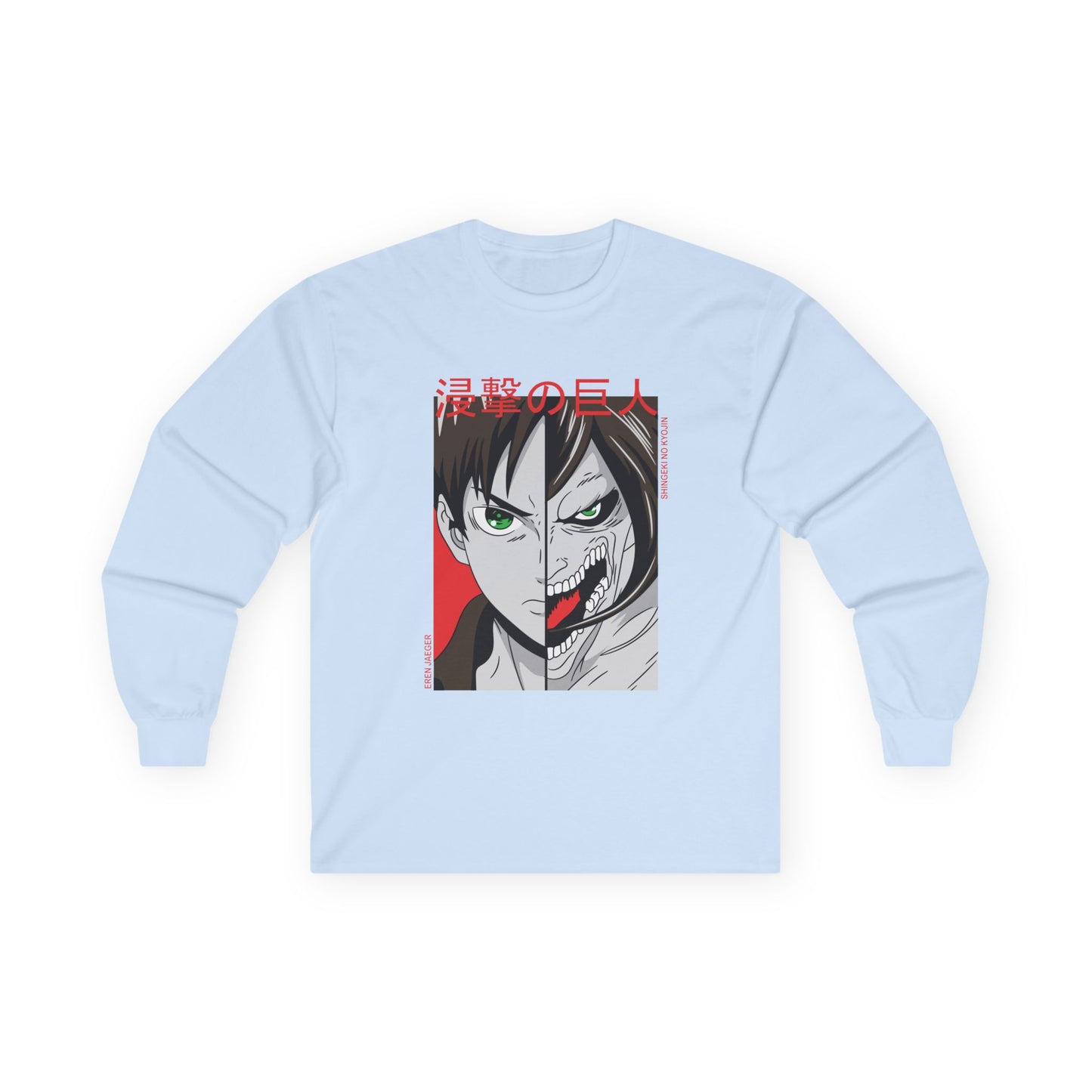 Anime Split-Face Long Sleeve Tee — Eren Jaeger Inspired Design