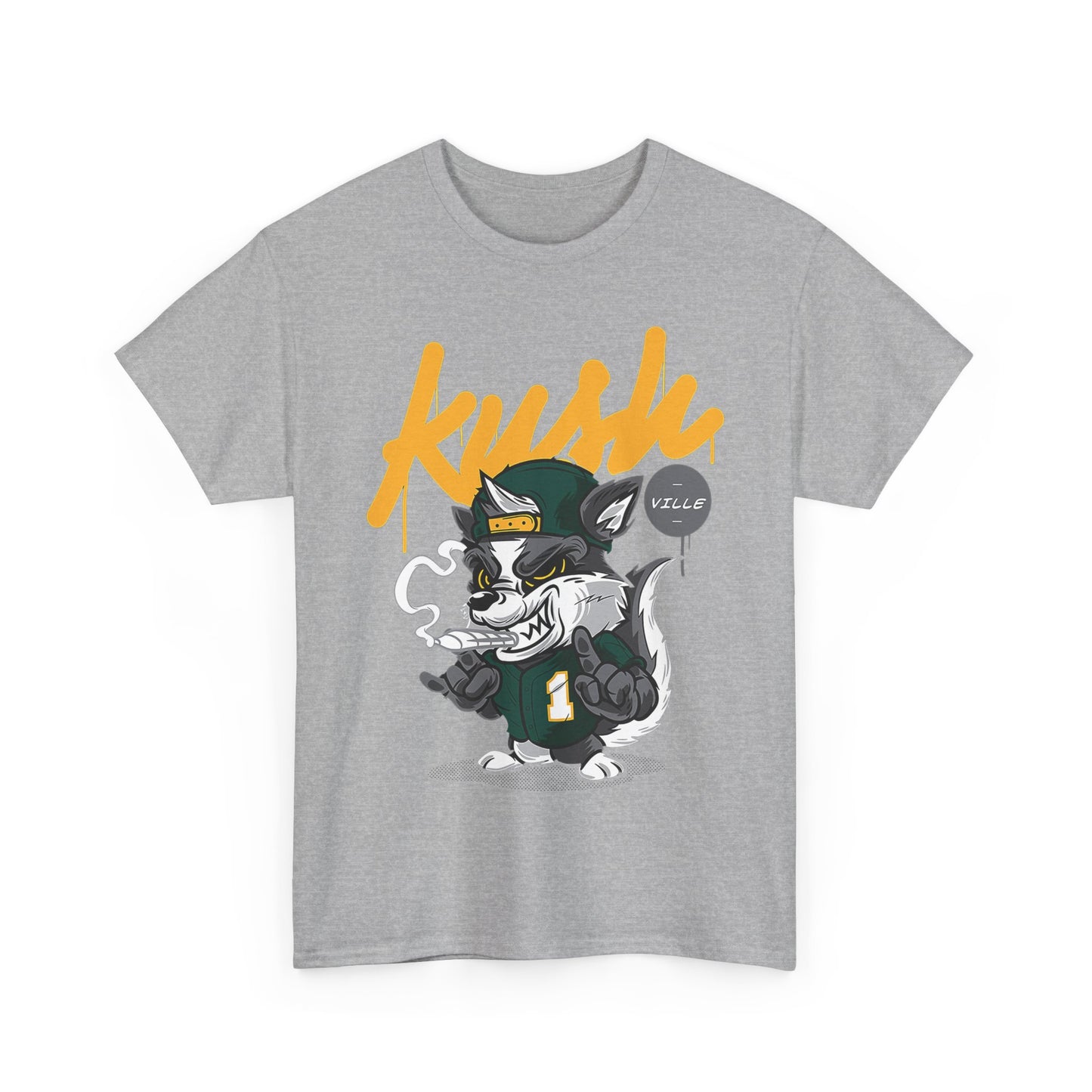 Street Style Unisex Heavy Cotton Tee - 'Kush Ville' Graphic Design
