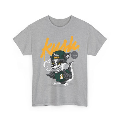 Street Style Unisex Heavy Cotton Tee - 'Kush Ville' Graphic Design