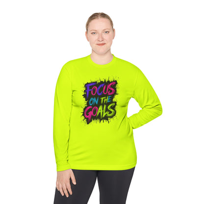 Unisex Long Sleeve Tee - "Focus on the Goals" Motivational Shirt, Fitness Apparel, Activewear, Gift for Athletes, Casual Wear