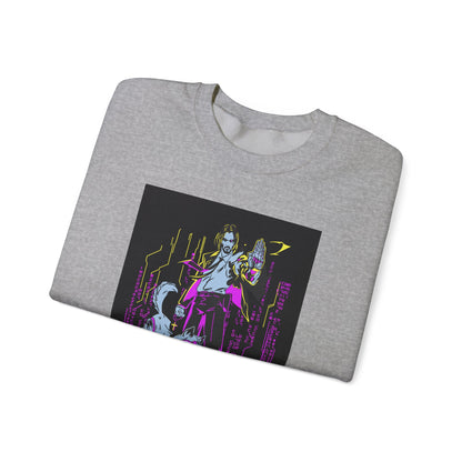 Crewneck Sweatshirt — Neon Cyberpunk Samurai Graphic