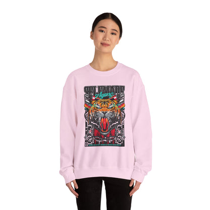 Crewneck Sweatshirt — Bold Roaring Tiger Graphic with 'Ayoung' Ribbon