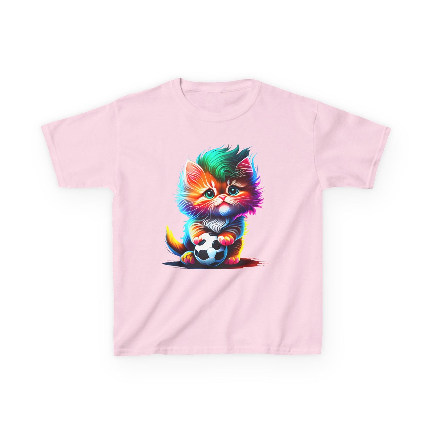 Colorful Cat Soccer Kids Heavy Cotton™ Tee