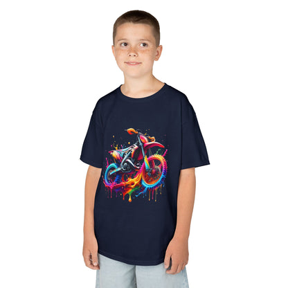 Kids' Motorcycle Graphic Tee - Vibrant Splash Design