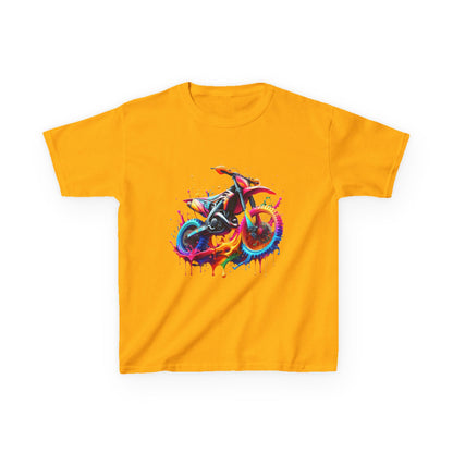 Kids' Motorcycle Graphic Tee - Vibrant Splash Design