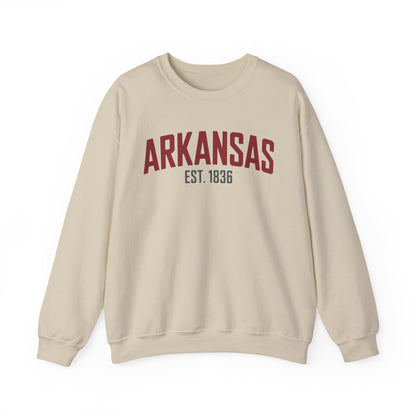 Arkansas Crewneck Sweatshirt – "Arkansas Est. 1836" Classic State Pullover