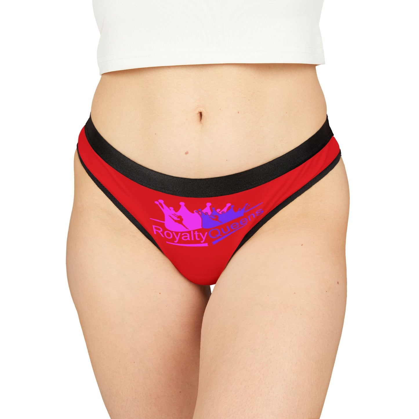 Royalty Queens Women's Thongs - Bold Red AOP Underwear, Comfortable Fashion for Everyday, Gifts for Her, Party Lingerie, Intimate Essentials