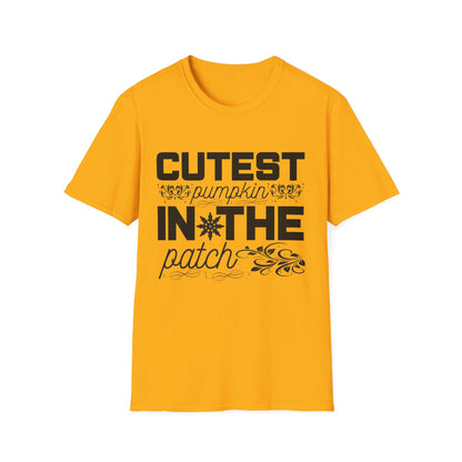 Cutest Pumpkin in the Patch Unisex Softstyle T-Shirt, Fall Fashion Tee, Halloween Shirt, Thanksgiving Outfit, Seasonal Gift