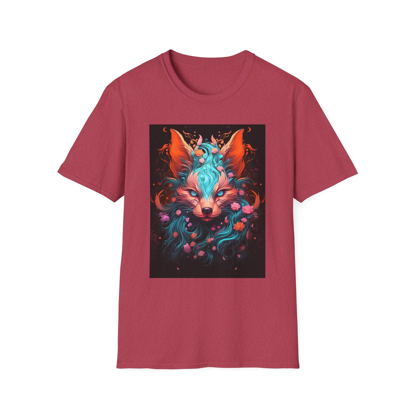Vibrant Fox Floral Unisex Softstyle T-Shirt