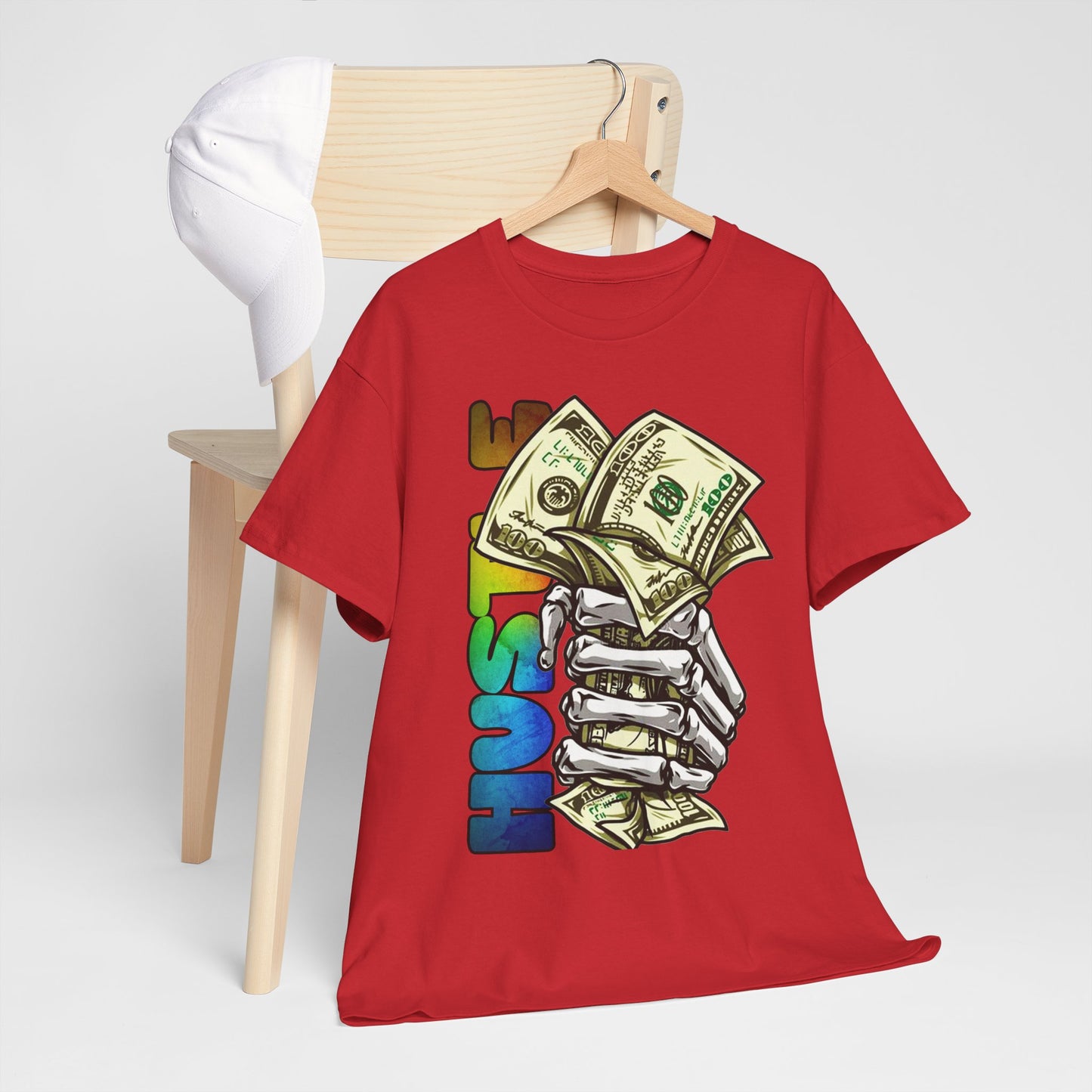 Unisex Heavy Cotton Tee - 'Hustle' Graphic Tee with Money Design