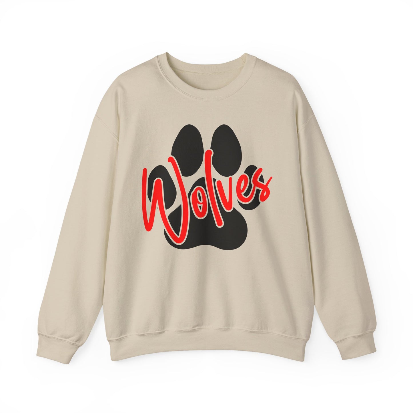 Wolves Paw Crewneck Sweatshirt — Red Script School Spirit
