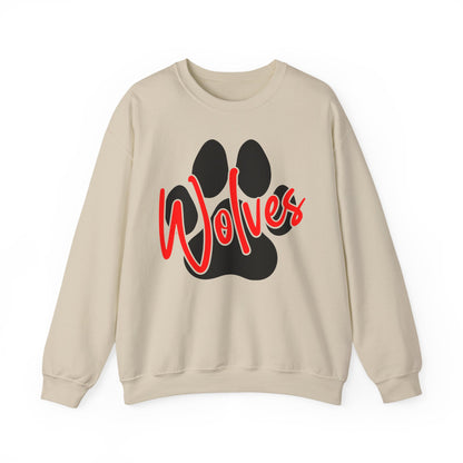 Wolves Paw Crewneck Sweatshirt — Red Script School Spirit