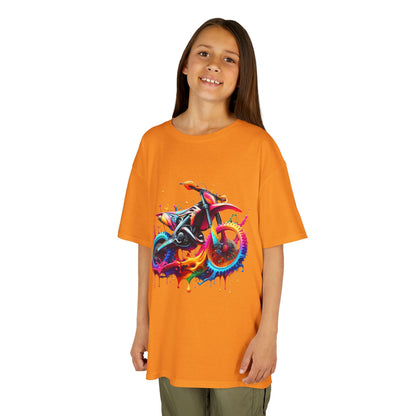 Kids' Motorcycle Graphic Tee - Vibrant Splash Design