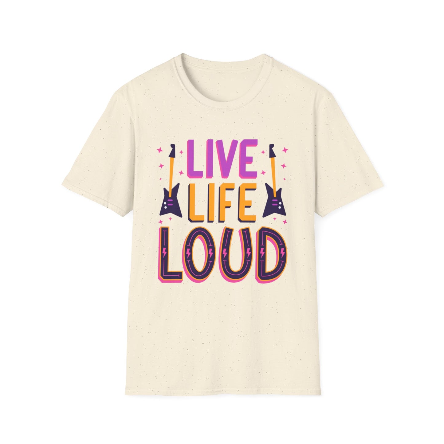 Live Life Loud Unisex Softstyle T-Shirt, Music Lover Gift, Concert Outfit, Rock Band Tee, Birthday Present, Festival Wear