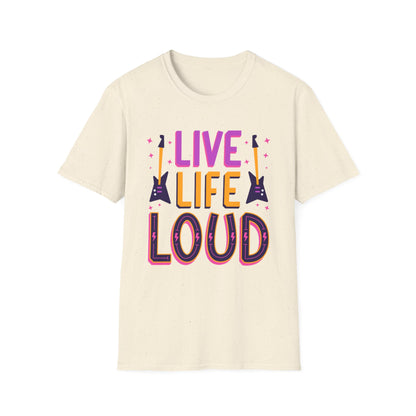 Live Life Loud Unisex Softstyle T-Shirt, Music Lover Gift, Concert Outfit, Rock Band Tee, Birthday Present, Festival Wear