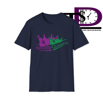 Royalty Queens T-Shirt, Unisex Softstyle Tee for Celebrations, Birthday Gifts, Empowerment Wear, Casual Fashion, Crown Design