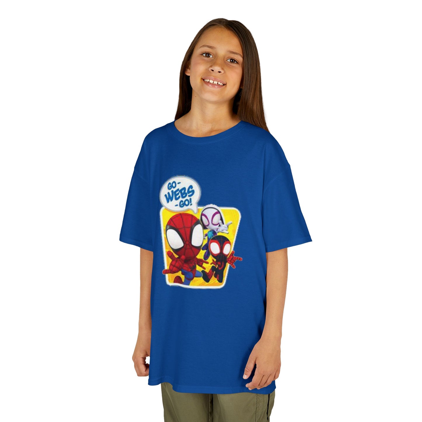 Spiderman Kids Heavy Cotton Tee - Playful Superhero Shirt for Young Fans