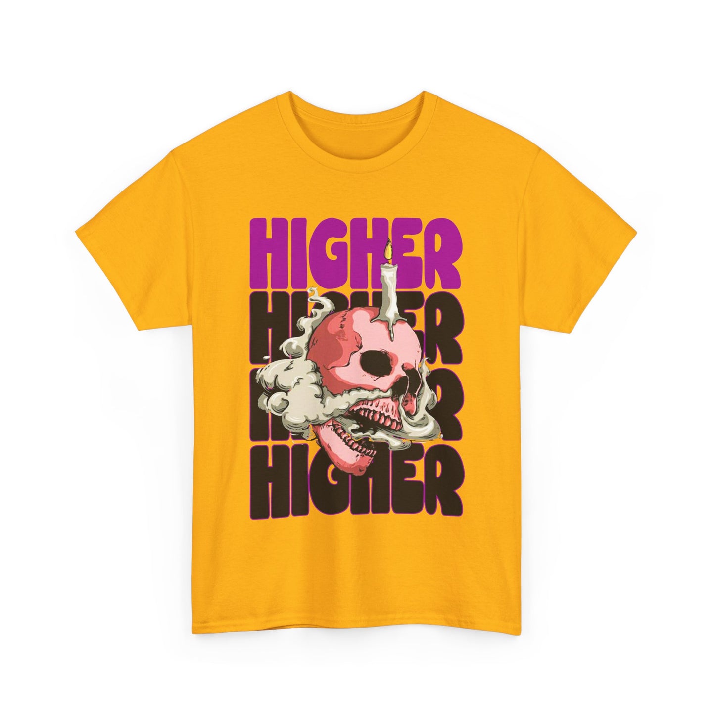Skull Graphic Tee - "Higher" Unisex Heavy Cotton T-Shirt