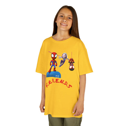 Kids' Friends Spider-Man Tee - Fun & Colorful Cotton T-Shirt for Young Superheroes