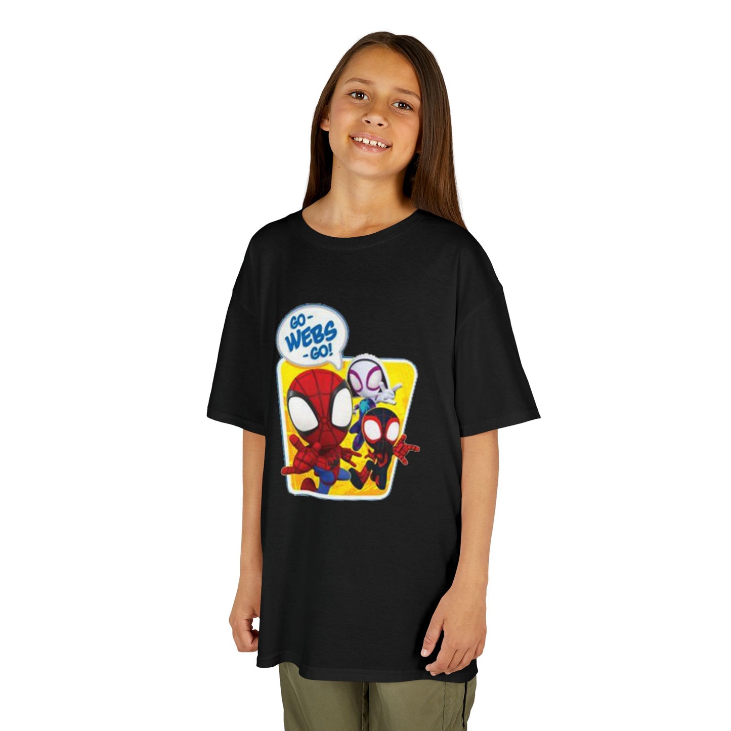 Spiderman Kids Heavy Cotton Tee - Playful Superhero Shirt for Young Fans