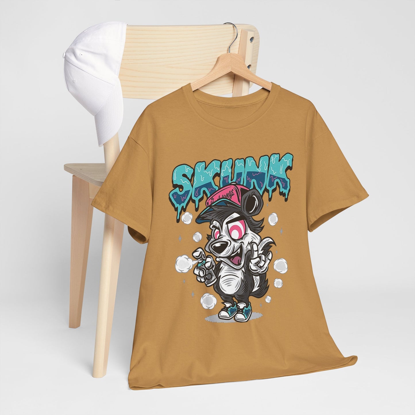 Cool Cartoon Graphic Tee - 'Skunk' Design, Unisex Heavy Cotton T-Shirt