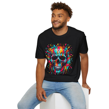 Colorful Drip Skull Unisex T-Shirt - Vibrant Graphic Tee for Art & Music Lovers